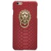 iPhone SE 5 5s - Luxury PU Leather Lion Stand Snake Skin Pattern PC Hard Protective Phone Cover Case - Red